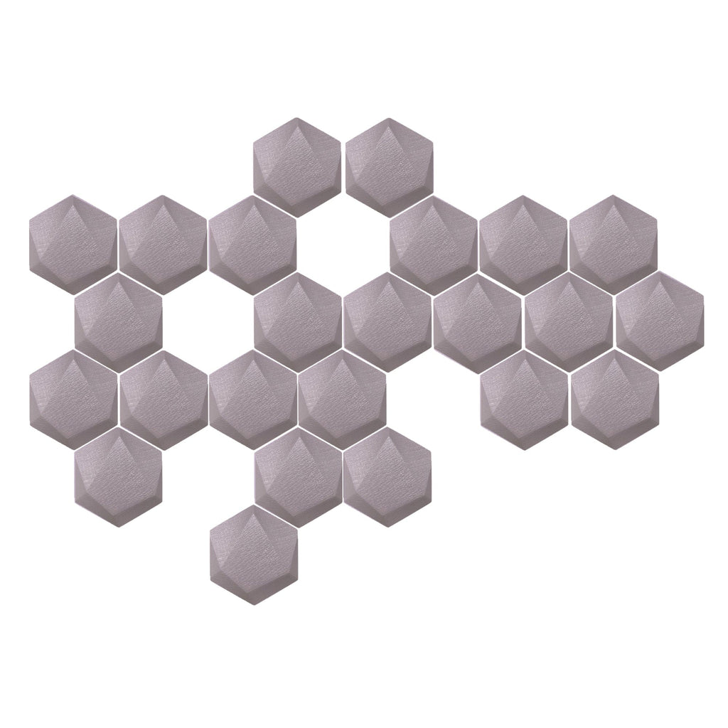 Arrowzoom 24 Pcs 3D Hexagon Adhesive Sound Absorbing Panels - KK1330 Light Purple / 3 cm