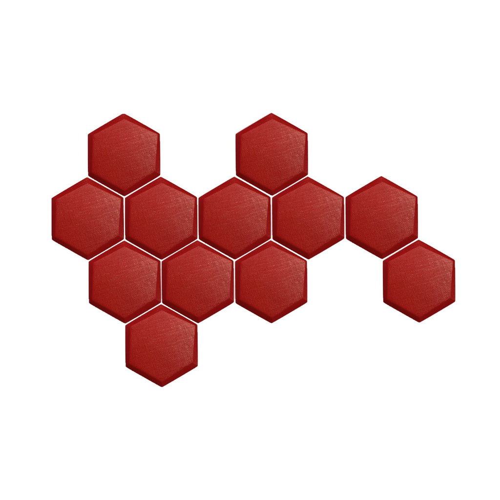 Arrowzoom 12 Pcs 3D Hexagon Adhesive Sound Absorbing Panels - KK1330 Red / 2 cm