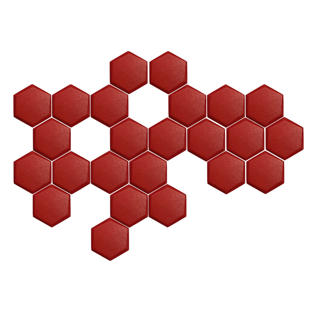 Arrowzoom 24 Pcs 3D Hexagon Adhesive Sound Absorbing Panels - KK1330 Red / 2 cm