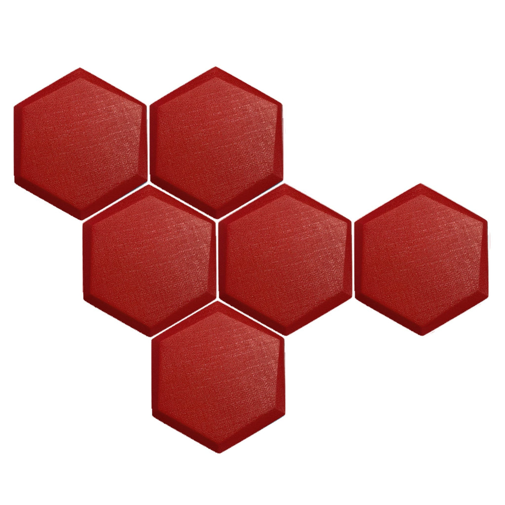 Arrowzoom 6 Pcs 3D Hexagon Adhesive Sound Absorbing Panels - KK1330 Red / 2 cm