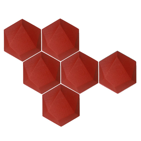 Arrowzoom 6 Pcs 3D Hexagon Adhesive Sound Absorbing Panels - KK1330 Red / 3 cm