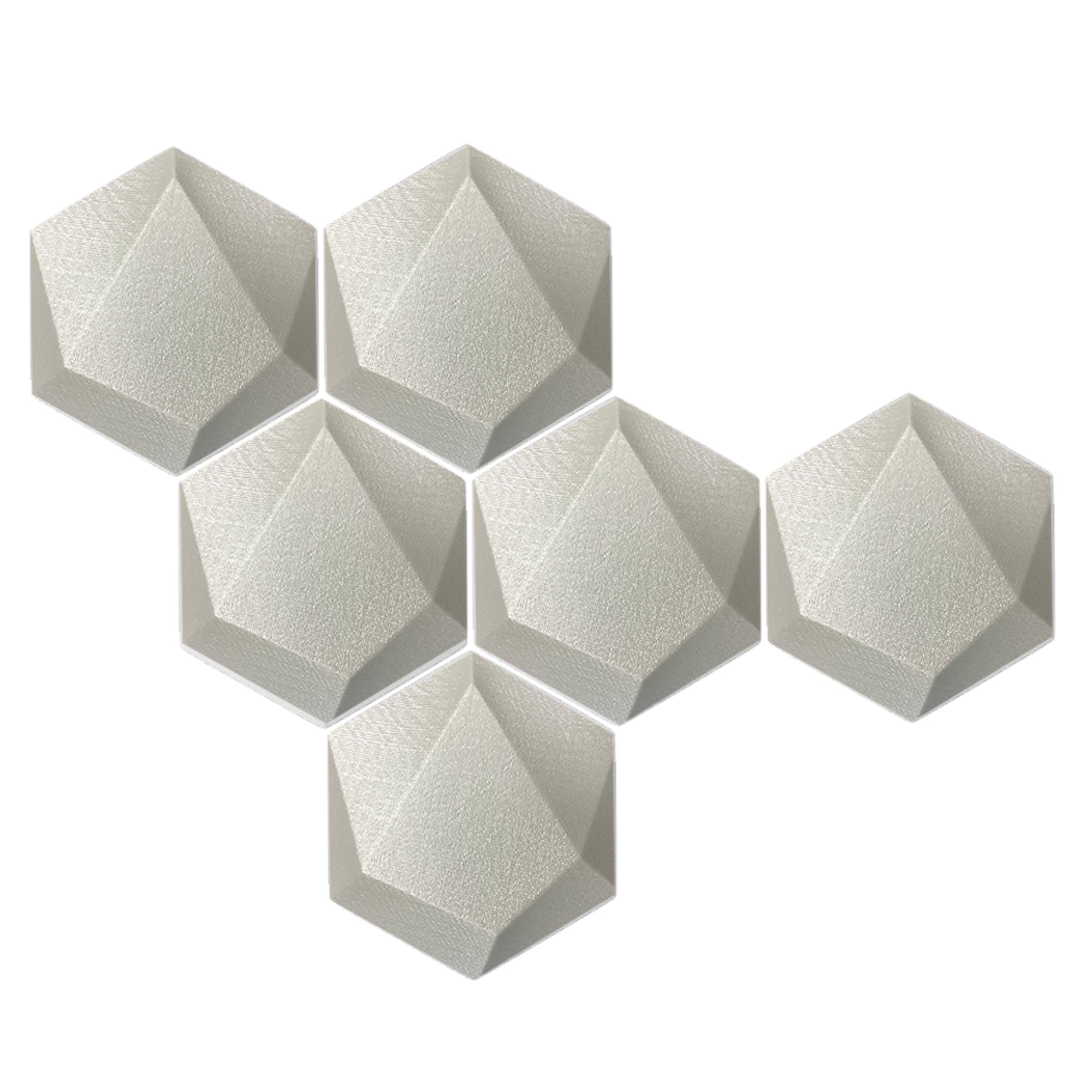 Arrowzoom 6 Pcs 3D Hexagon Adhesive Sound Absorbing Panels - KK1330 White / 3 cm
