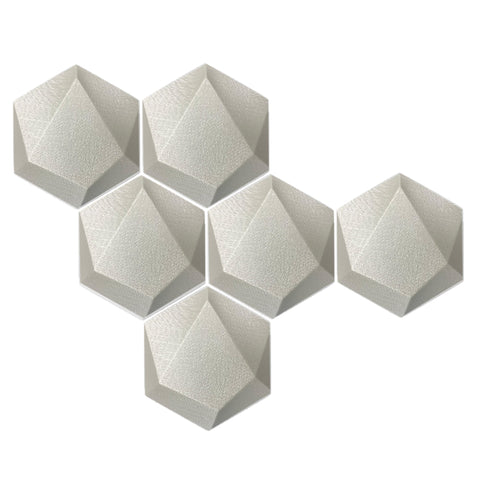 Arrowzoom 6 Pcs 3D Hexagon Adhesive Sound Absorbing Panels - KK1330 White / 3 cm
