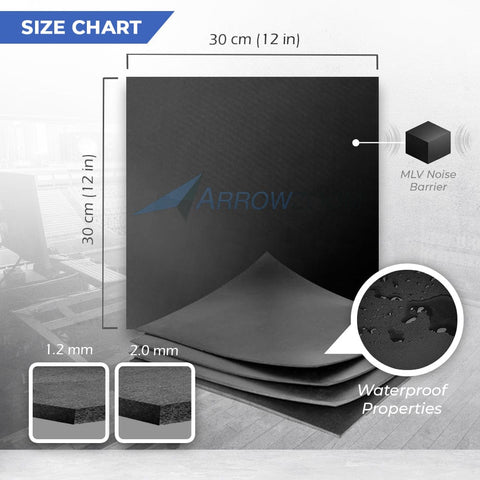 Arrowzoom Mass Loaded Vinyl Sheet - Soundproofing Barrier For Wall, Floor, Ceiling - 30x30cm  - KK1246