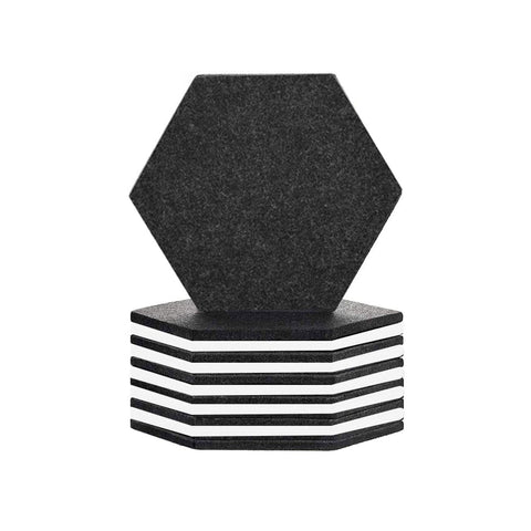 Arrowzoom Hexagon Felt Sound Absorbing Wall Panel - Black and White - KK1224 12 pieces - 17 x 20 x 1cm / 6.7 x 7.8 x 0.4 in / Black and White
