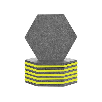 Arrowzoom Hexagon Felt Sound Absorbing Wall Panel - Gray and Yellow - KK1224 12 pieces - 17 x 20 x 1cm / 6.7 x 7.8 x 0.4 in / Gray and Yellow