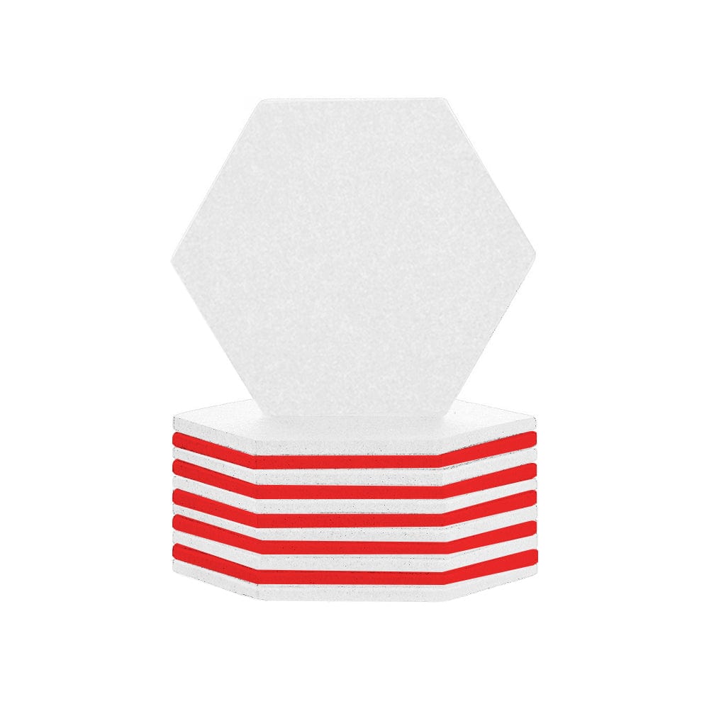 Arrowzoom Hexagon Felt Sound Absorbing Wall Panel - White and Red - KK1224 12 pieces - 17 x 20 x 1cm / White and Red