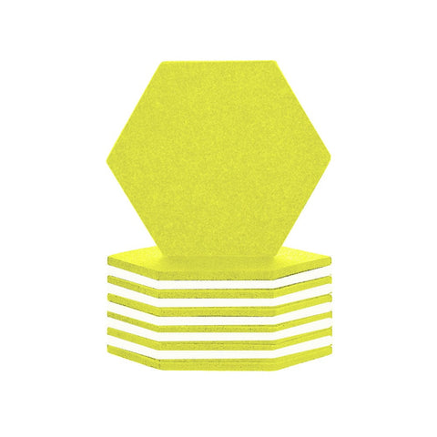 Arrowzoom Hexagon Felt Sound Absorbing Wall Panel - Yellow and White - KK1224 12 pieces - 17 x 20 x 1cm / Yellow and White