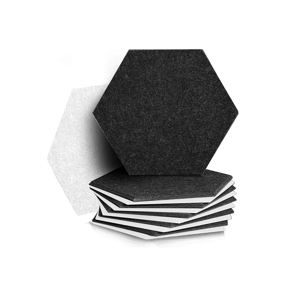 Arrowzoom Hexagon Felt Sound Absorbing Wall Panel - Black and White - KK1224 12 pieces - 26 x 30 x 1cm / 10.2 x 11.8 x 0.4 in / Black and White