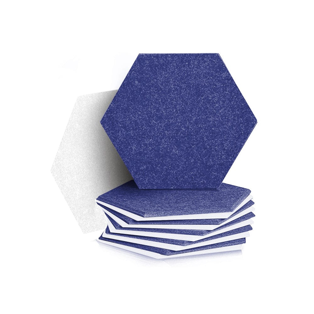 Arrowzoom Hexagon Felt Sound Absorbing Wall Panel - Blue and White  - KK1224 12 pieces - 26 x 30 x 1cm / 10.2 x 11.8 x 0.4 in / Blue and White