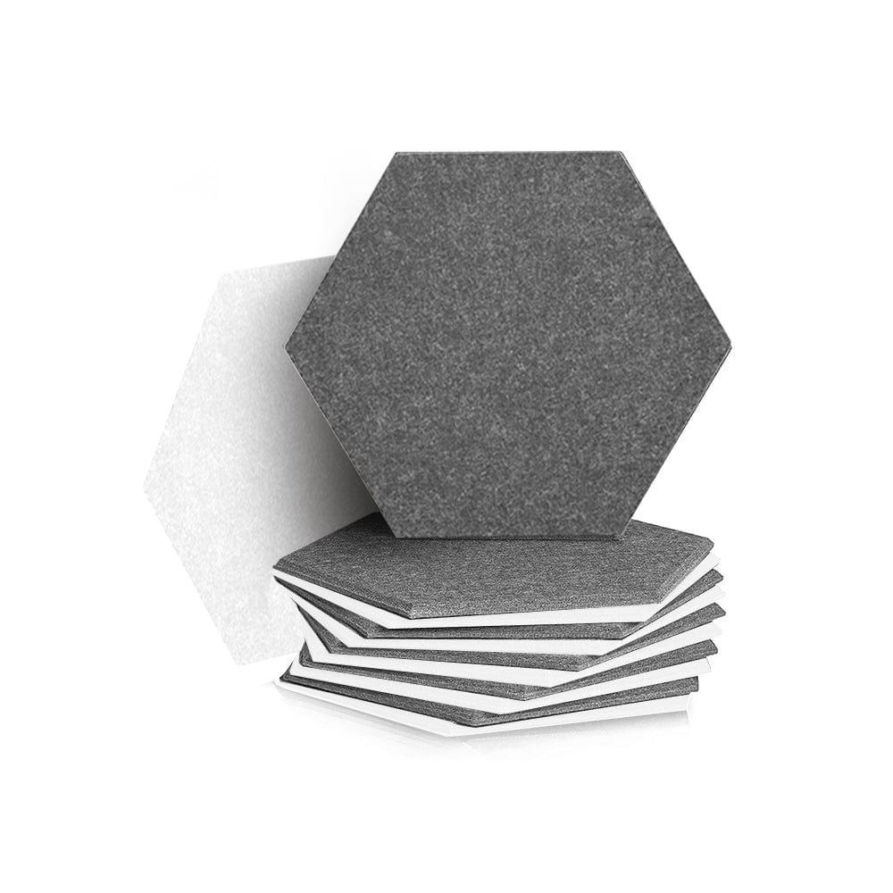 Arrowzoom Hexagon Felt Sound Absorbing Wall Panel - Gray and White - KK1224 12 pieces - 26 x 30 x 1cm / 10.2 x 11.8 x 0.4 in / Gray and White