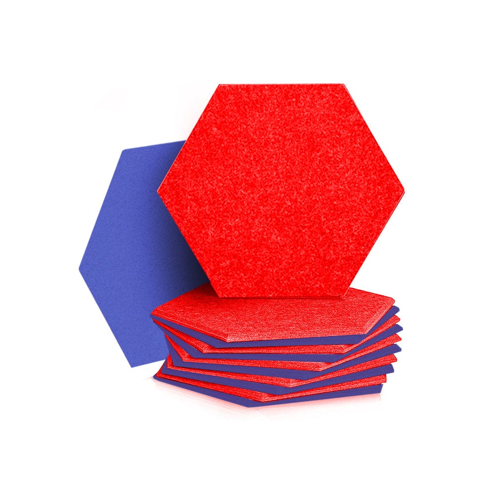 Arrowzoom Hexagon Felt Sound Absorbing Wall Panel - Red and Blue - KK1224 12 pieces - 26 x 30 x 1cm / 10.2 x 11.8 x 0.4 in / Red and Blue