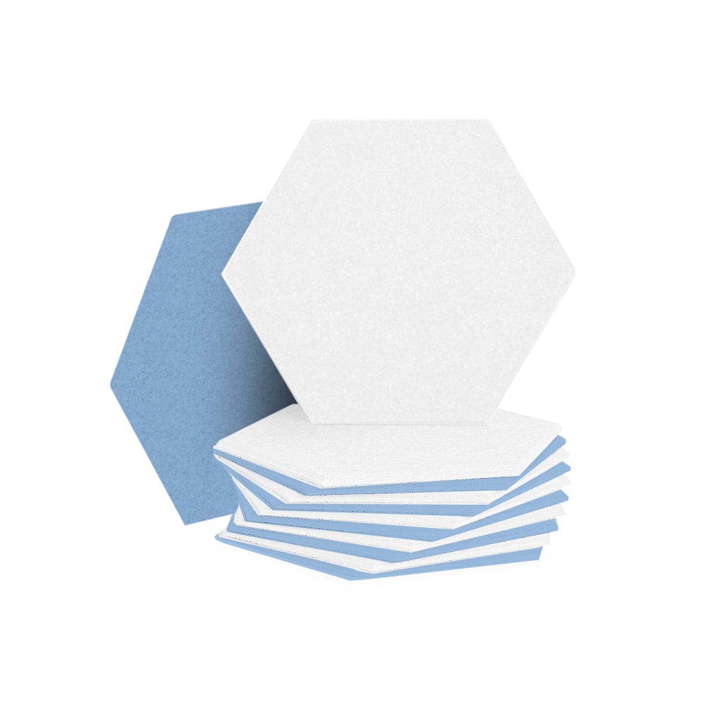 Arrowzoom Hexagon Felt Sound Absorbing Wall Panel - White and Baby Blue - KK1224 12 pieces - 26 x 30 x 1cm / 10.2 x 11.8 x 0.4 in / White and Baby Blue