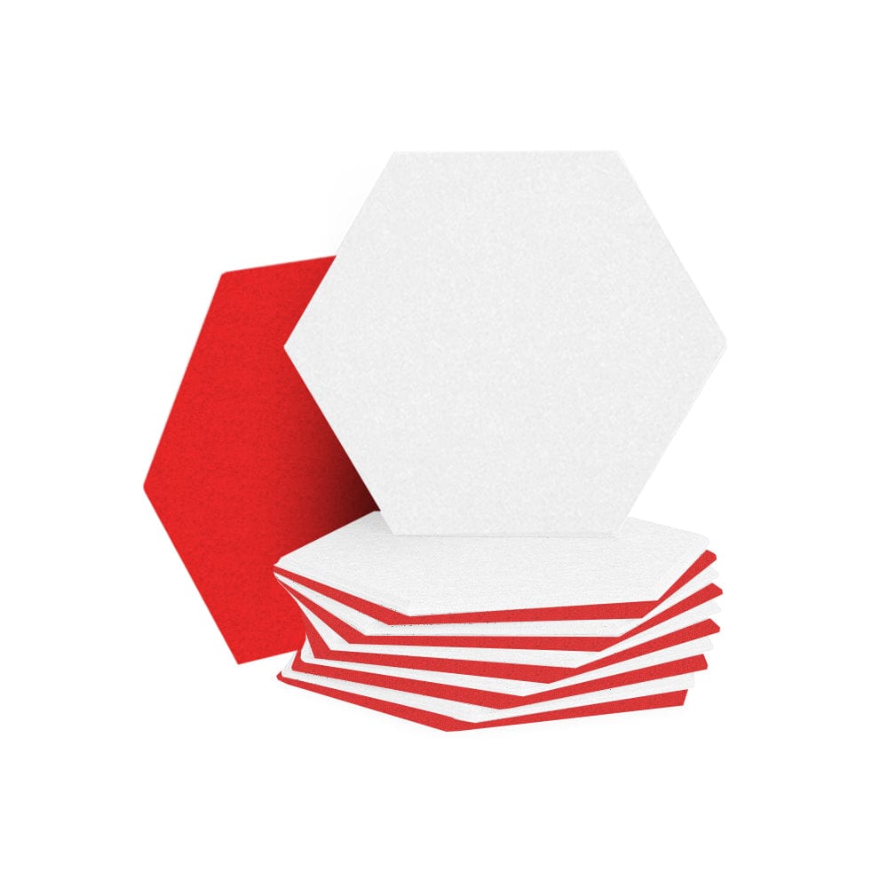 Arrowzoom Hexagon Felt Sound Absorbing Wall Panel - White and Red - KK1224 12 pieces - 26 x 30 x 1cm / White and Red