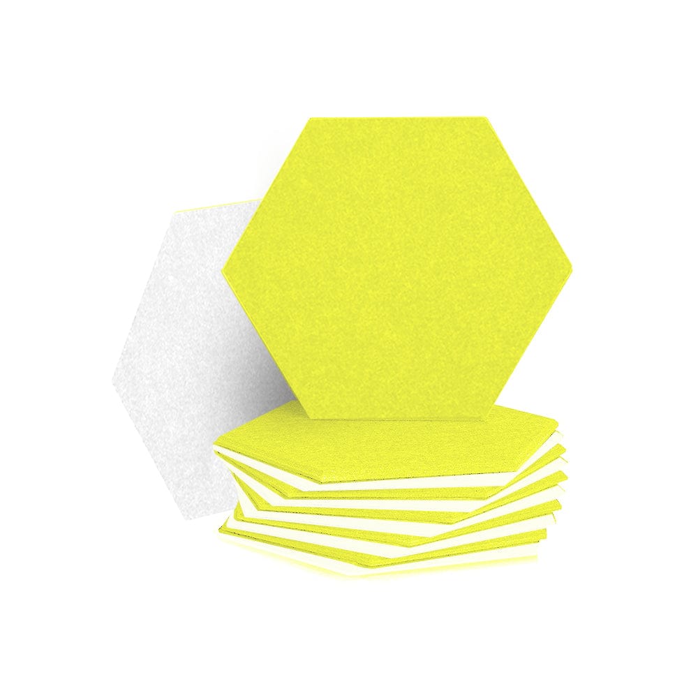 Arrowzoom Hexagon Felt Sound Absorbing Wall Panel - Yellow and White - KK1224 12 pieces - 26 x 30 x 1cm / Yellow and White