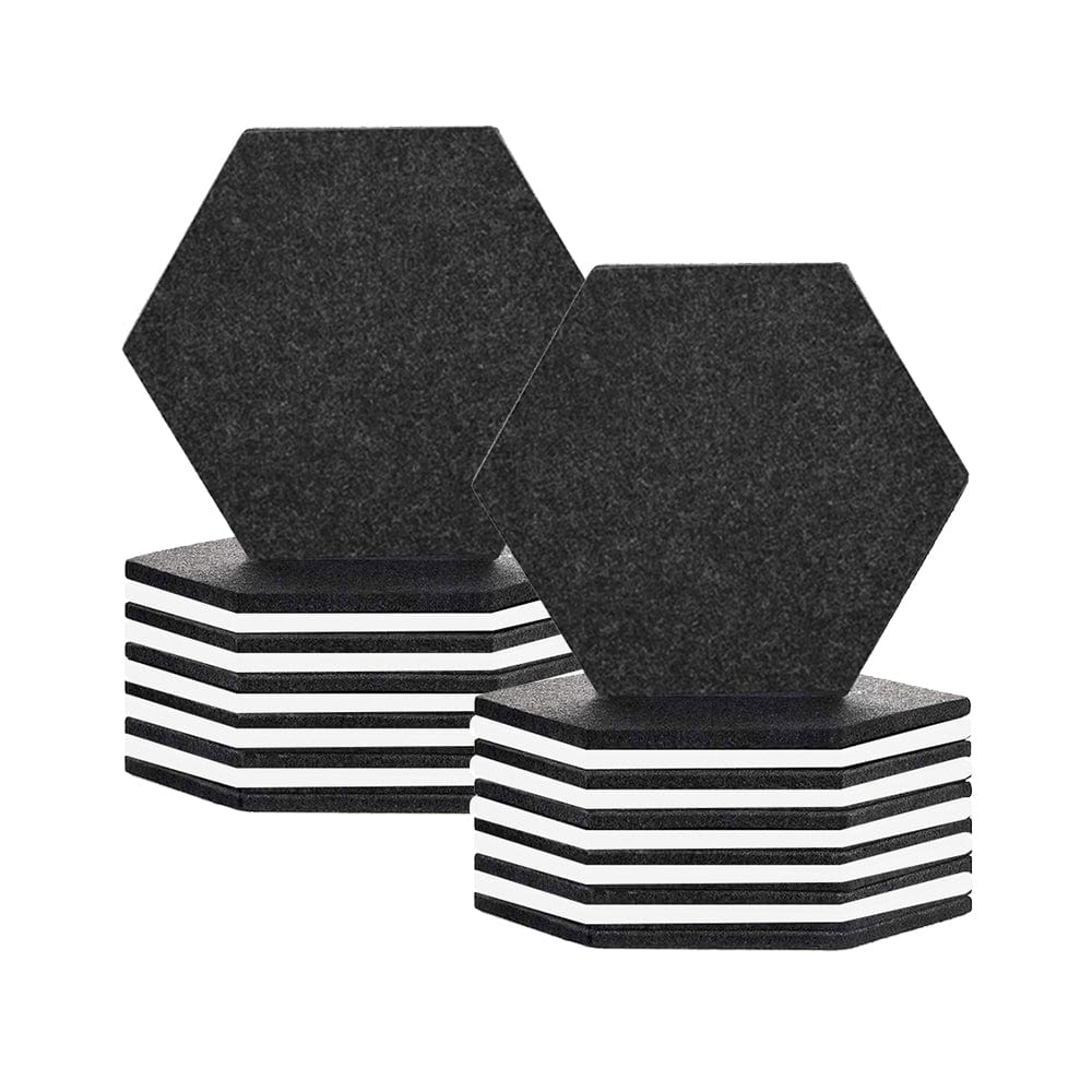 Arrowzoom Hexagon Felt Sound Absorbing Wall Panel - Black and White - KK1224 24 pieces - 17 x 20 x 1cm / 6.7 x 7.8 x 0.4 in / Black and White