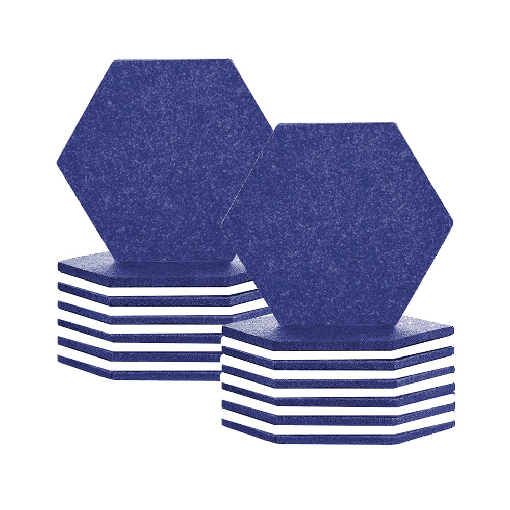 Arrowzoom Hexagon Felt Sound Absorbing Wall Panel - Blue and White  - KK1224 24 pieces - 17 x 20 x 1cm / 6.7 x 7.8 x 0.4 in / Blue and White