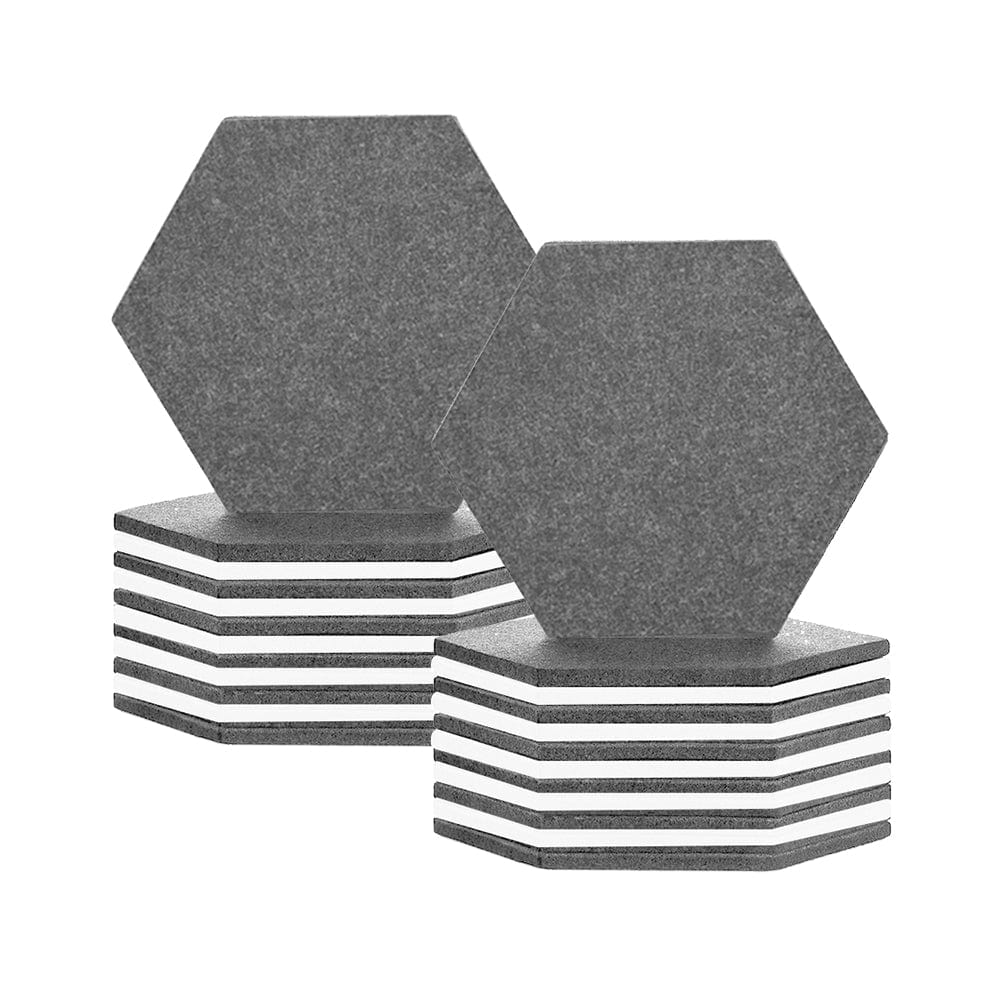 Arrowzoom Hexagon Felt Sound Absorbing Wall Panel - Gray and White - KK1224 24 pieces - 17 x 20 x 1cm / 6.7 x 7.8 x 0.4 in / Gray and White