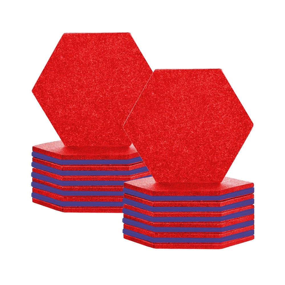 Arrowzoom Hexagon Felt Sound Absorbing Wall Panel - Red and Blue - KK1224 24 pieces - 17 x 20 x 1cm / 6.7 x 7.8 x 0.4 in / Red and Blue