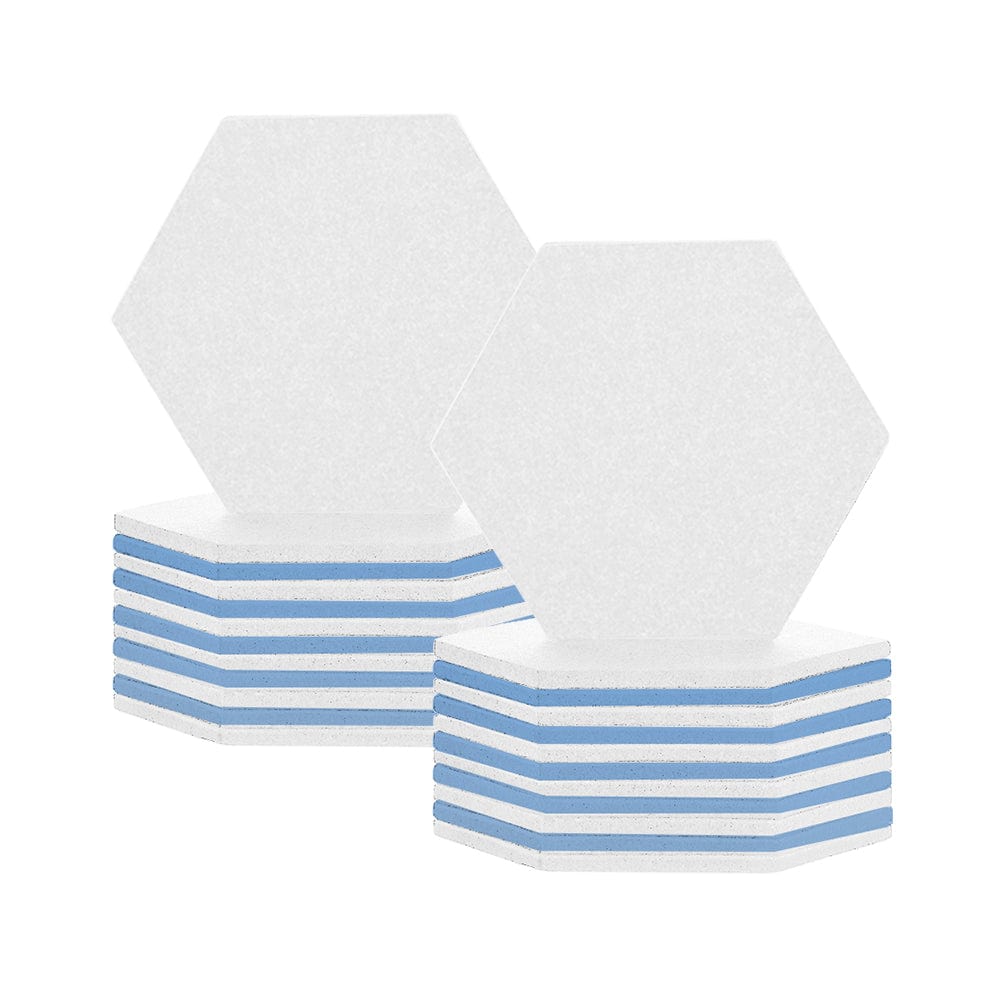 Arrowzoom Hexagon Felt Sound Absorbing Wall Panel - White and Baby Blue - KK1224 24 pieces - 17 x 20 x 1cm / 6.7 x 7.8 x 0.4 in / White and Baby Blue