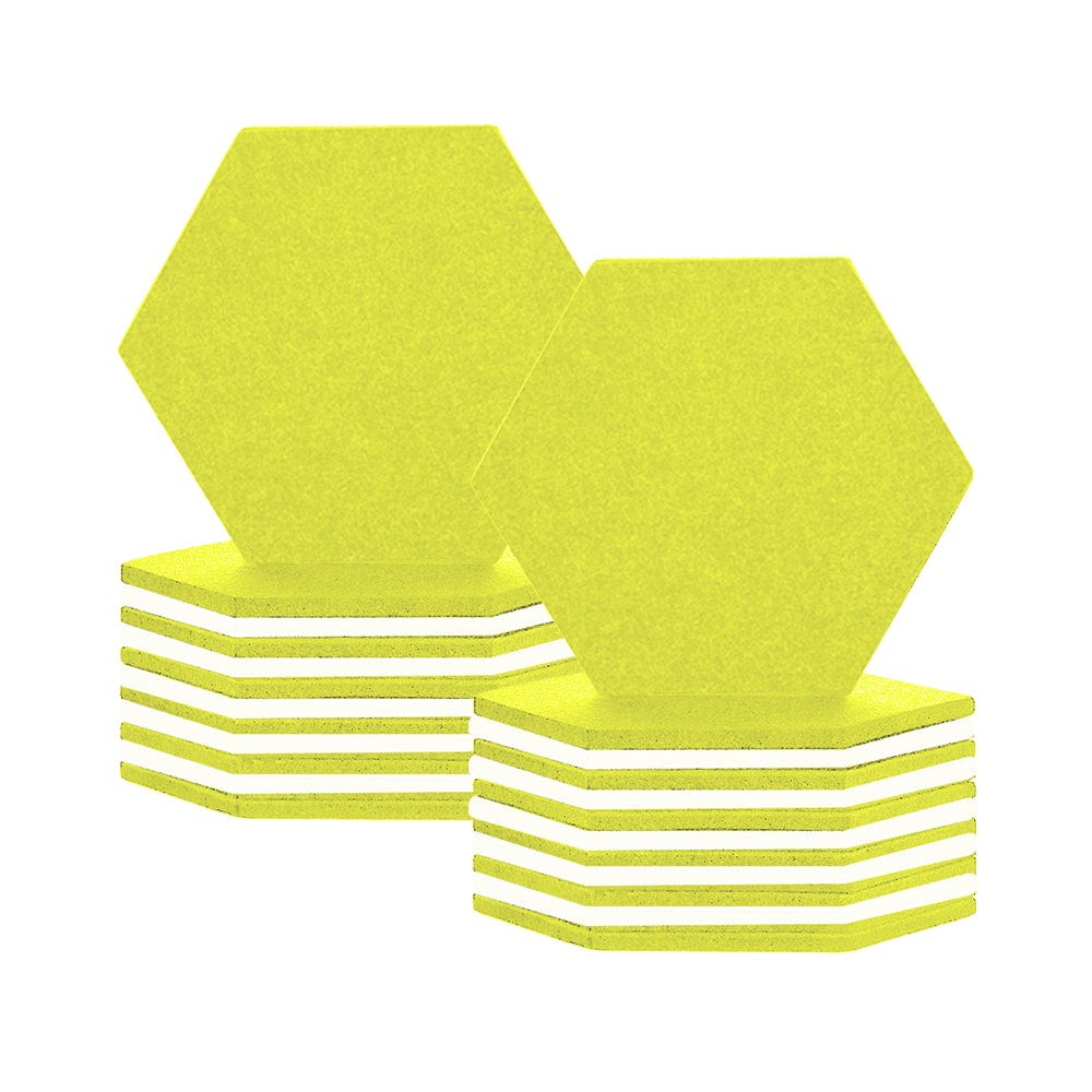 Arrowzoom Hexagon Felt Sound Absorbing Wall Panel - Yellow and White - KK1224 24 pieces - 17 x 20 x 1cm / Yellow and White