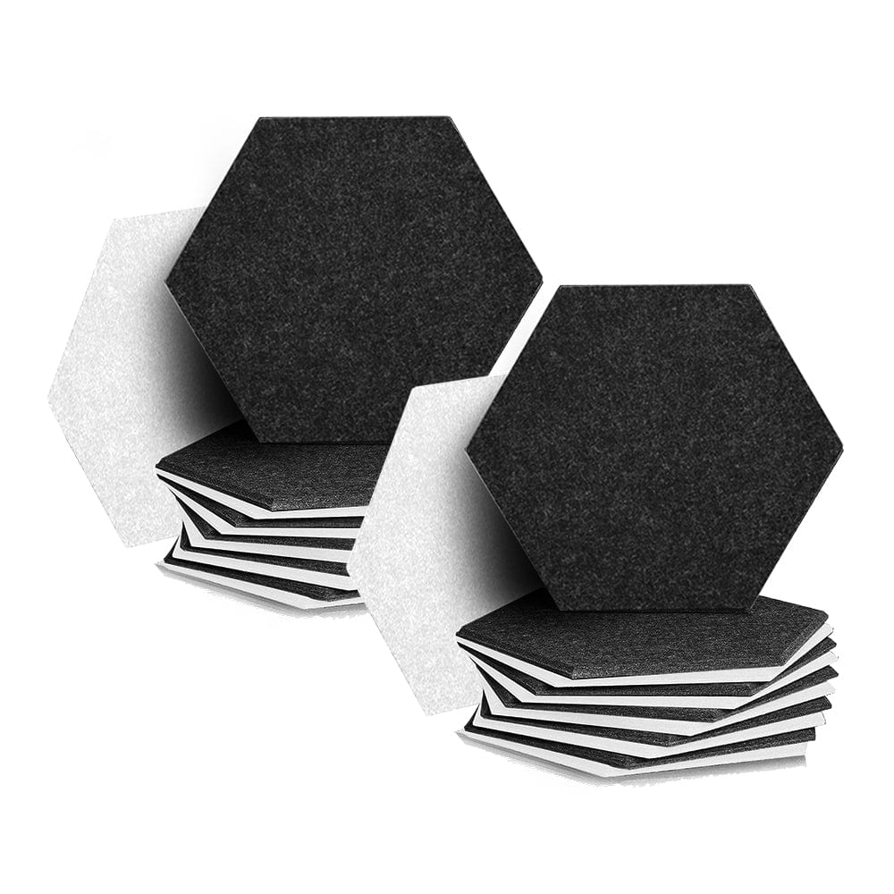 Arrowzoom Hexagon Felt Sound Absorbing Wall Panel - Black and White - KK1224 24 pieces - 26 x 30 x 1cm / 10.2 x 11.8 x 0.4 in / Black and White