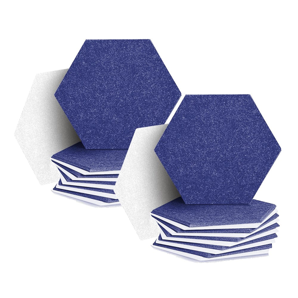 Arrowzoom Hexagon Felt Sound Absorbing Wall Panel - Blue and White  - KK1224 24 pieces - 26 x 30 x 1cm / 10.2 x 11.8 x 0.4 in / Blue and White