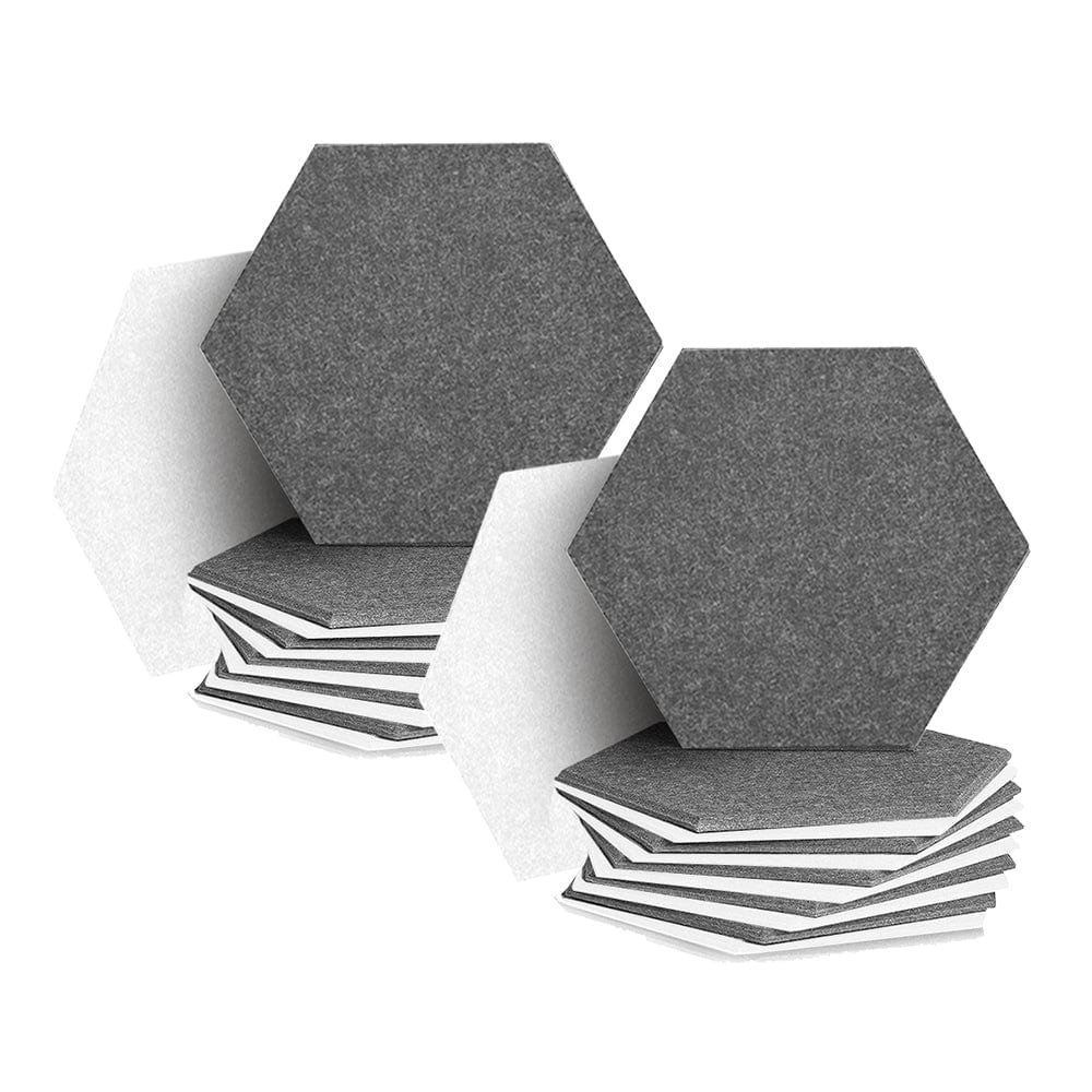 Arrowzoom Hexagon Felt Sound Absorbing Wall Panel - Gray and White - KK1224 24 pieces - 26 x 30 x 1cm / 10.2 x 11.8 x 0.4 in / Gray and White