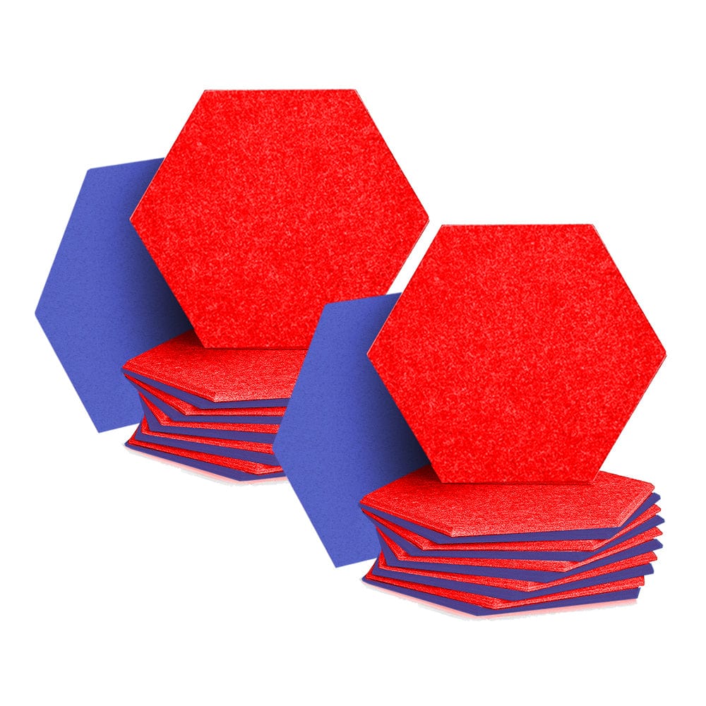 Arrowzoom Hexagon Felt Sound Absorbing Wall Panel - Red and Blue - KK1224 24 pieces - 26 x 30 x 1cm / 10.2 x 11.8 x 0.4 in / Red and Blue