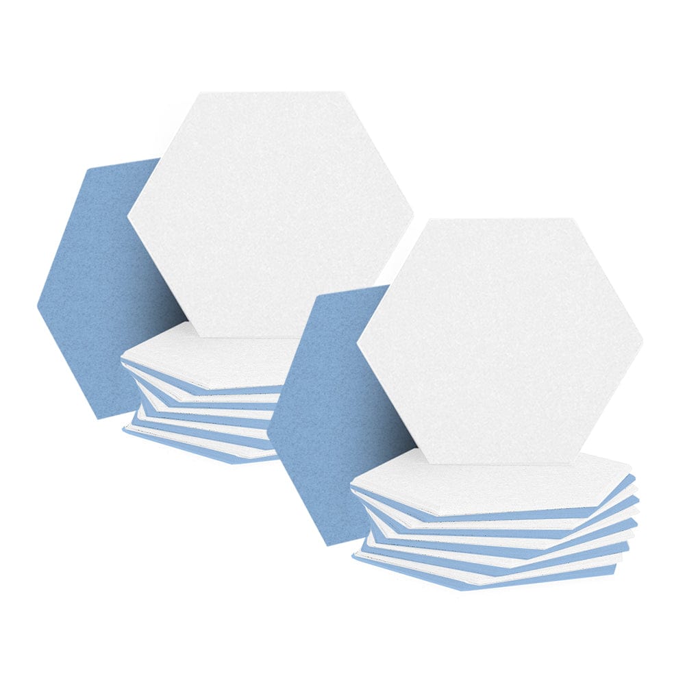 Arrowzoom Hexagon Felt Sound Absorbing Wall Panel - White and Baby Blue - KK1224 24 pieces - 26 x 30 x 1cm / 10.2 x 11.8 x 0.4 in / White and Baby Blue