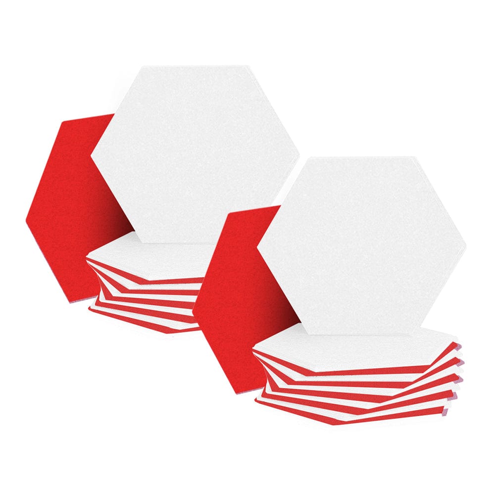 Arrowzoom Hexagon Felt Sound Absorbing Wall Panel - White and Red - KK1224 24 pieces - 26 x 30 x 1cm / White and Red
