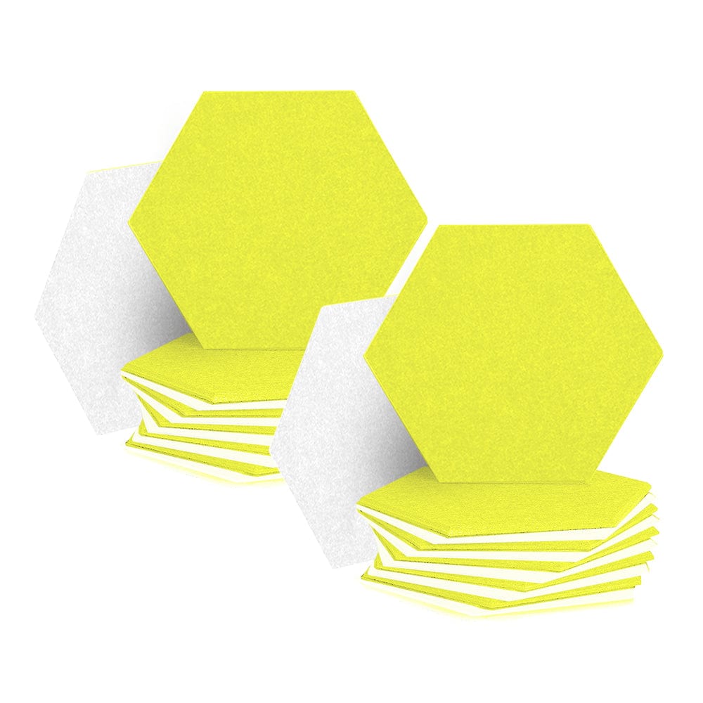 Arrowzoom Hexagon Felt Sound Absorbing Wall Panel - Yellow and White - KK1224 24 pieces - 26 x 30 x 1cm / Yellow and White