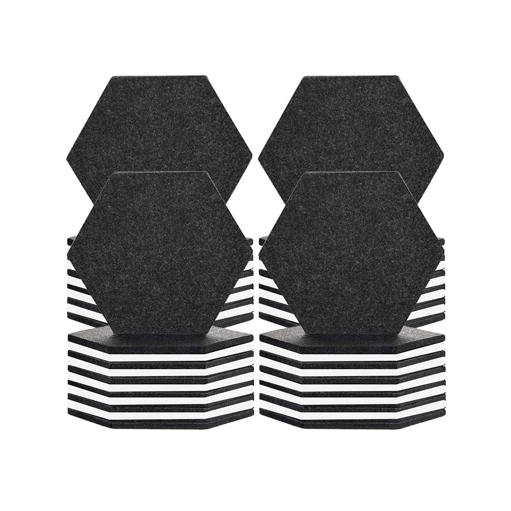 Arrowzoom Hexagon Felt Sound Absorbing Wall Panel - Black and White - KK1224 48 pieces - 17 x 20 x 1cm / 6.7 x 7.8 x 0.4 in / Black and White