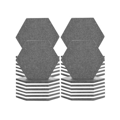 Arrowzoom Hexagon Felt Sound Absorbing Wall Panel - Gray and White - KK1224 48 pieces - 17 x 20 x 1cm / 6.7 x 7.8 x 0.4 in / Gray and White