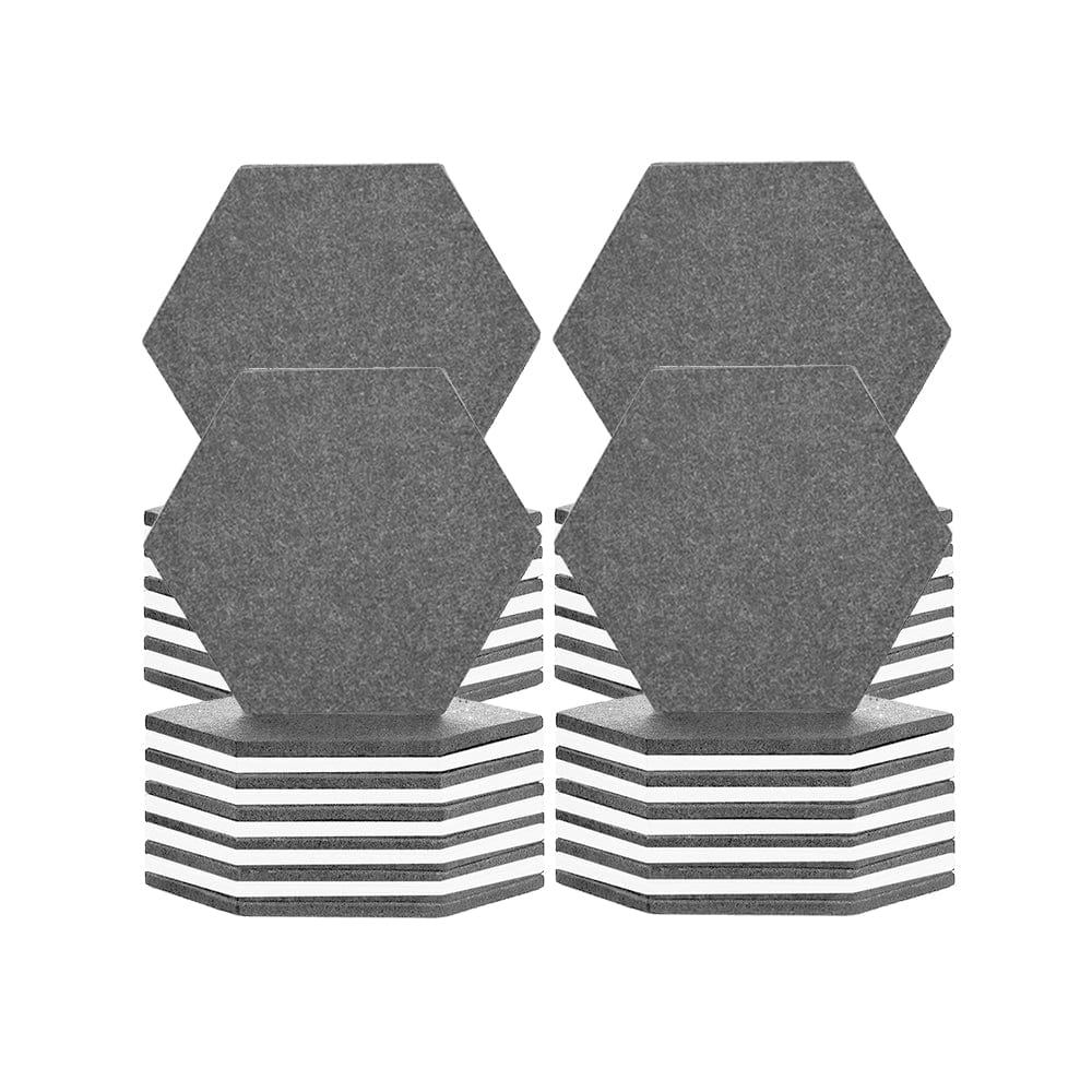 Arrowzoom Hexagon Felt Sound Absorbing Wall Panel - Gray and White - KK1224 48 pieces - 17 x 20 x 1cm / 6.7 x 7.8 x 0.4 in / Gray and White
