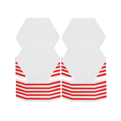 Arrowzoom Hexagon Felt Sound Absorbing Wall Panel - White and Red - KK1224 48 pieces - 17 x 20 x 1cm / White and Red