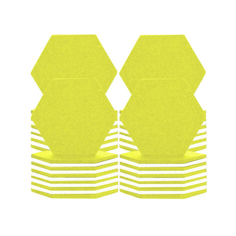 Arrowzoom Hexagon Felt Sound Absorbing Wall Panel - Yellow and White - KK1224 48 pieces - 17 x 20 x 1cm / Yellow and White