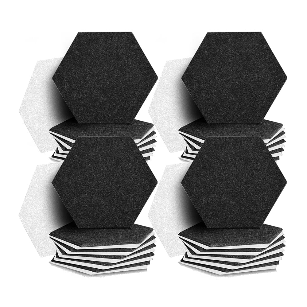 Arrowzoom Hexagon Felt Sound Absorbing Wall Panel - Black and White - KK1224 48 pieces - 26 x 30 x 1cm / 10.2 x 11.8 x 0.4 in / Black and White