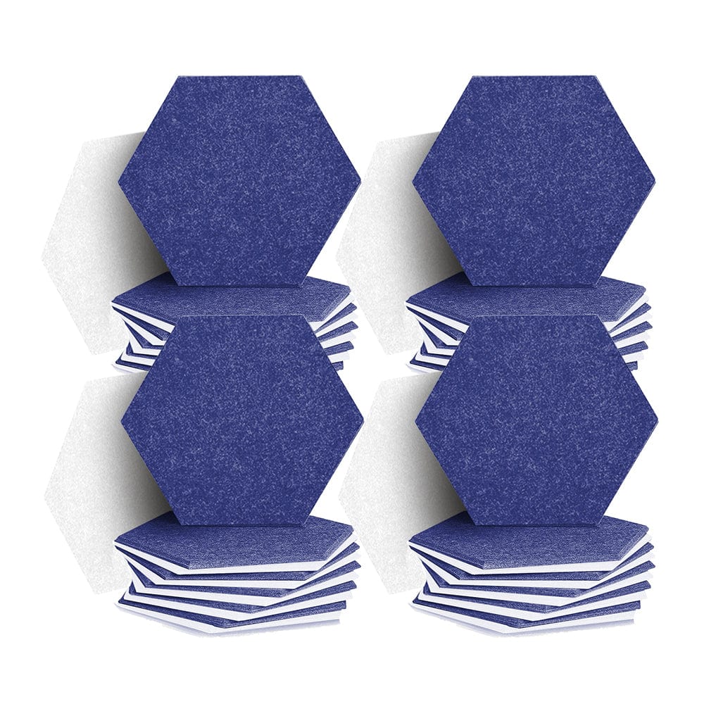 Arrowzoom Hexagon Felt Sound Absorbing Wall Panel - Blue and White  - KK1224 48 pieces - 26 x 30 x 1cm / 10.2 x 11.8 x 0.4 in / Blue and White