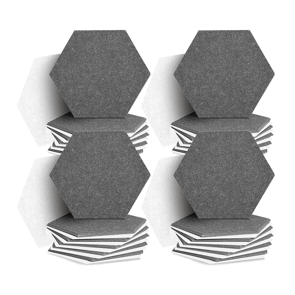 Arrowzoom Hexagon Felt Sound Absorbing Wall Panel - Gray and White - KK1224 48 pieces - 26 x 30 x 1cm / 10.2 x 11.8 x 0.4 in / Gray and White