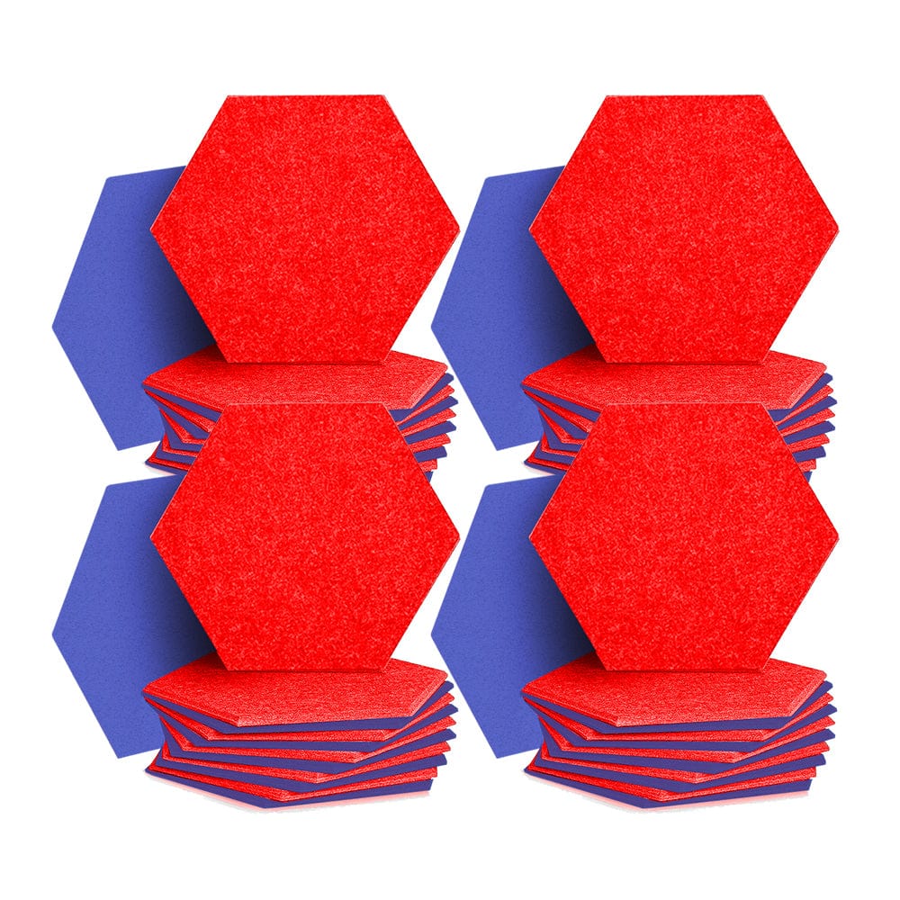 Arrowzoom Hexagon Felt Sound Absorbing Wall Panel - Red and Blue - KK1224 48 pieces - 26 x 30 x 1cm / 10.2 x 11.8 x 0.4 in / Red and Blue