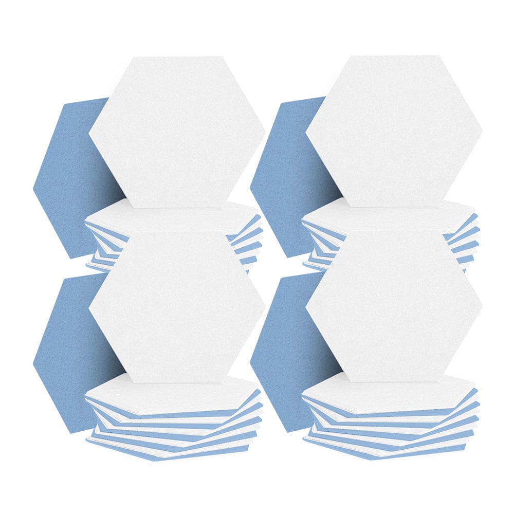Arrowzoom Hexagon Felt Sound Absorbing Wall Panel - White and Baby Blue - KK1224 48 pieces - 26 x 30 x 1cm / 10.2 x 11.8 x 0.4 in / White and Baby Blue
