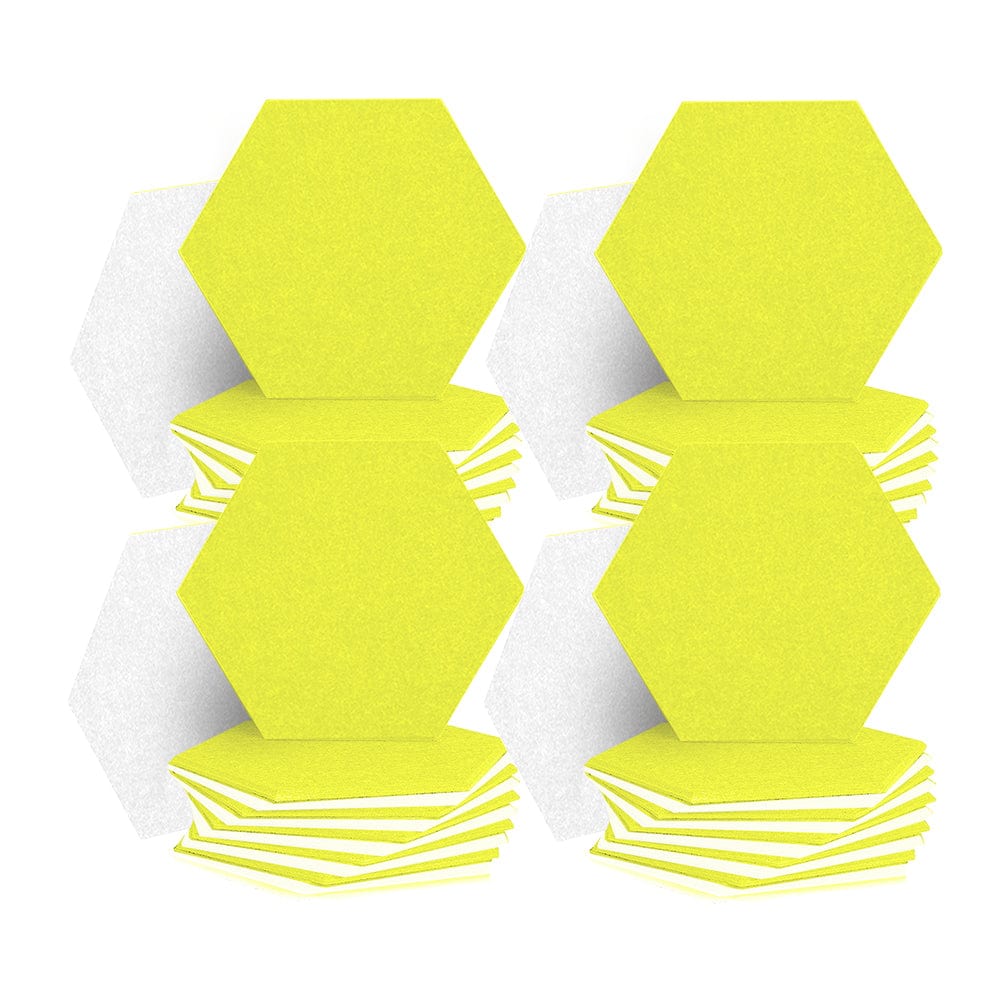 Arrowzoom Hexagon Felt Sound Absorbing Wall Panel - Yellow and White - KK1224 48 pieces - 26 x 30 x 1cm / Yellow and White