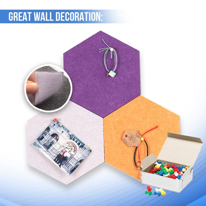 Arrowzoom Hexagon Felt Sound Absorbing Wall Panel - Blue and White  - KK1224