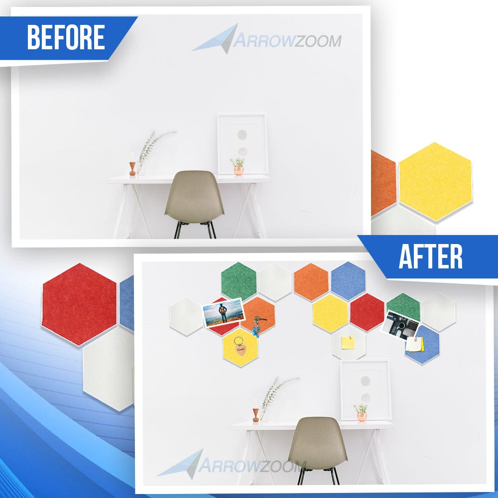 Arrowzoom Hexagon Felt Sound Absorbing Wall Panel - Blue and White  - KK1224