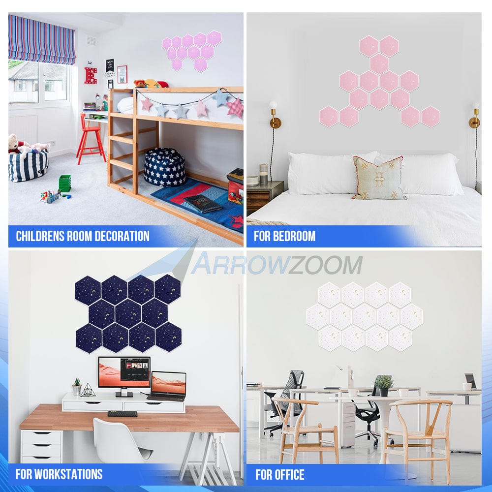 Arrowzoom Hexagon Felt Sound Absorbing Wall Panel - Starry Art - KK1231