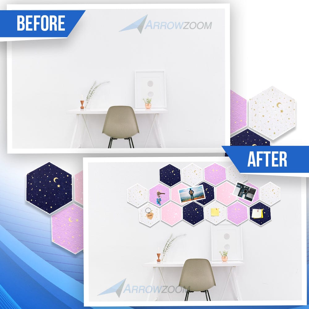 Arrowzoom Hexagon Felt Sound Absorbing Wall Panel - Starry Art - KK1231