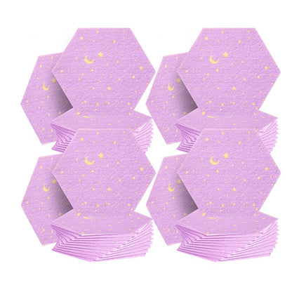 Arrowzoom Hexagon Felt Sound Absorbing Wall Panel - Starry Art - KK1231 Lavender / 48 pieces - 26 x 30 x 1cm / 10.2 x 11.8 x 0.4 in