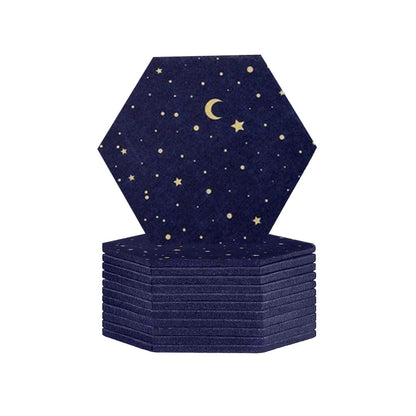 Arrowzoom Hexagon Felt Sound Absorbing Wall Panel - Starry Art - KK1231 Navy Blue / 12 pieces - 17 x 20 x 1cm / 6.7 x 7.8 x 0.4 in