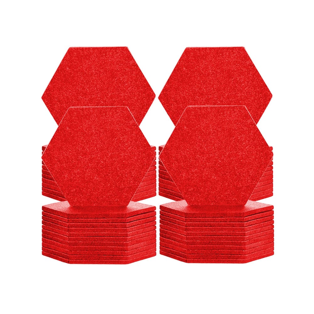 Arrowzoom Hexagon Felt Sound Absorbing Wall Panel - Solid Color - KK1224 Red / 48 pieces - 17 x 20 x 1cm